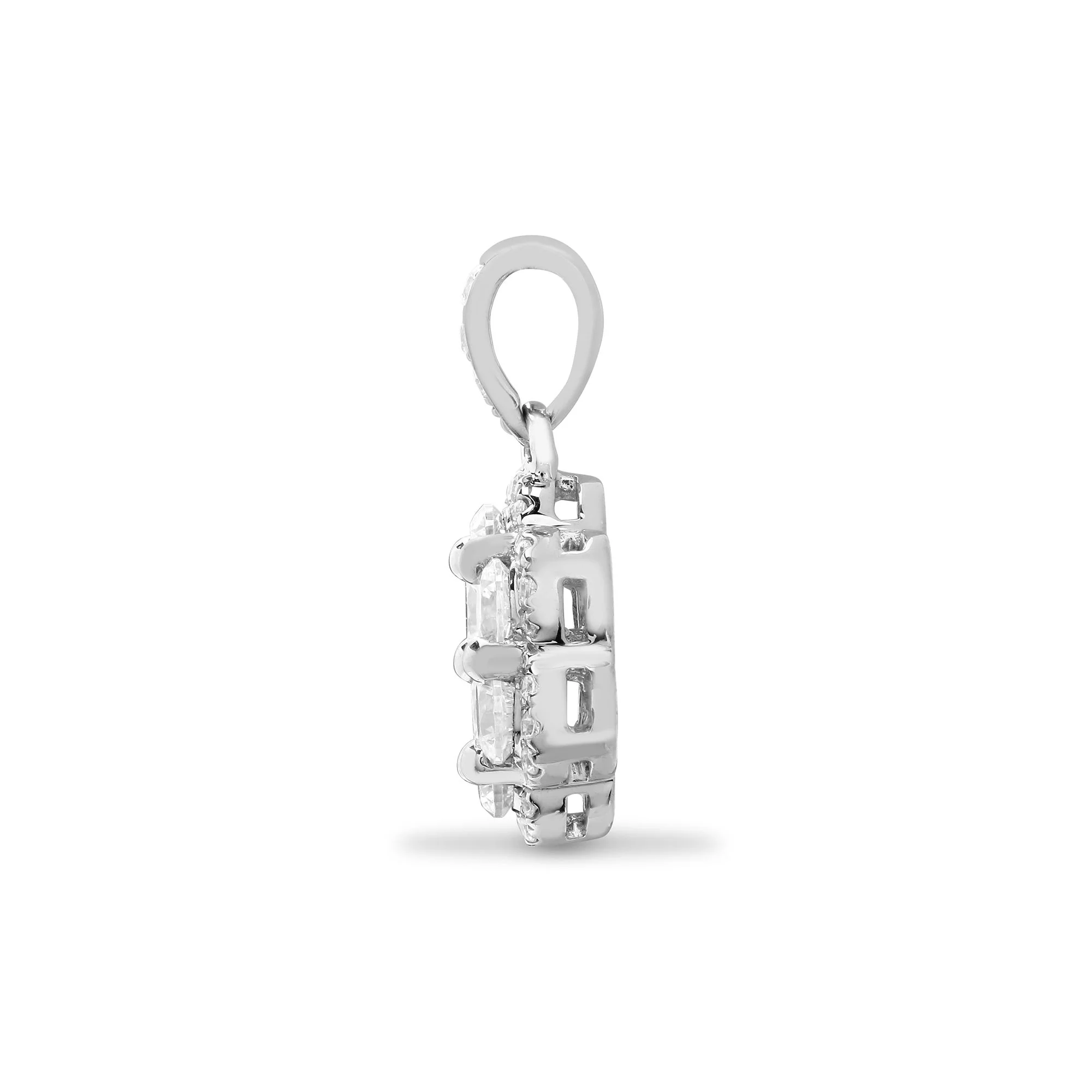 18ct White 0.77ct Natural Diamond Cluster Pendant - Image 2