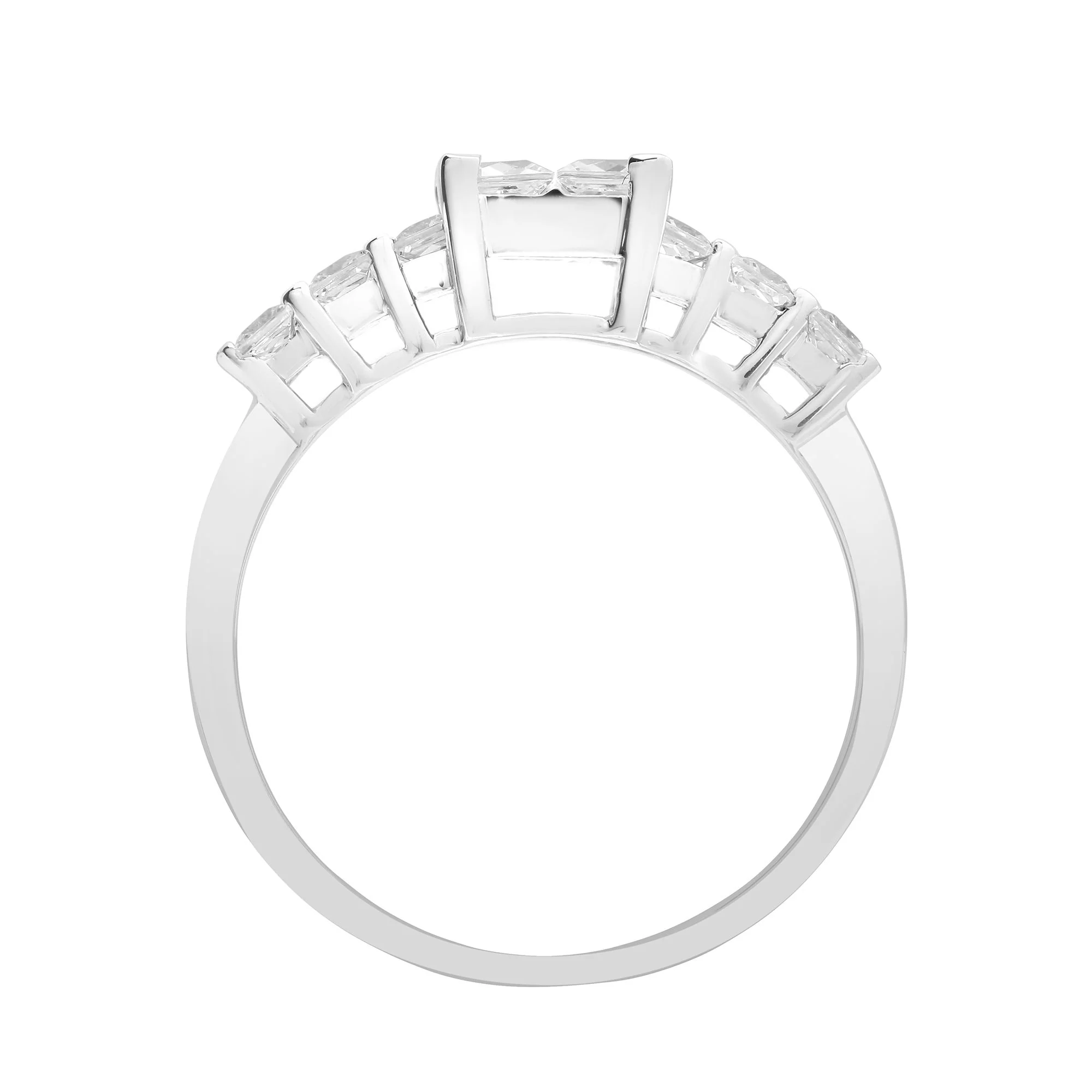 18ct White 1.18ct Princess Cut Natural Diamond Cluster Ring - Image 2