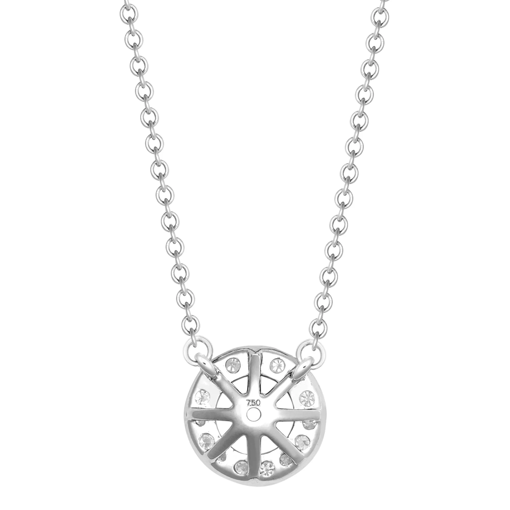 18ct White Gold 0.15ct Natural Diamond Halo Pendant with 16"-18" Chain Extender - Image 3