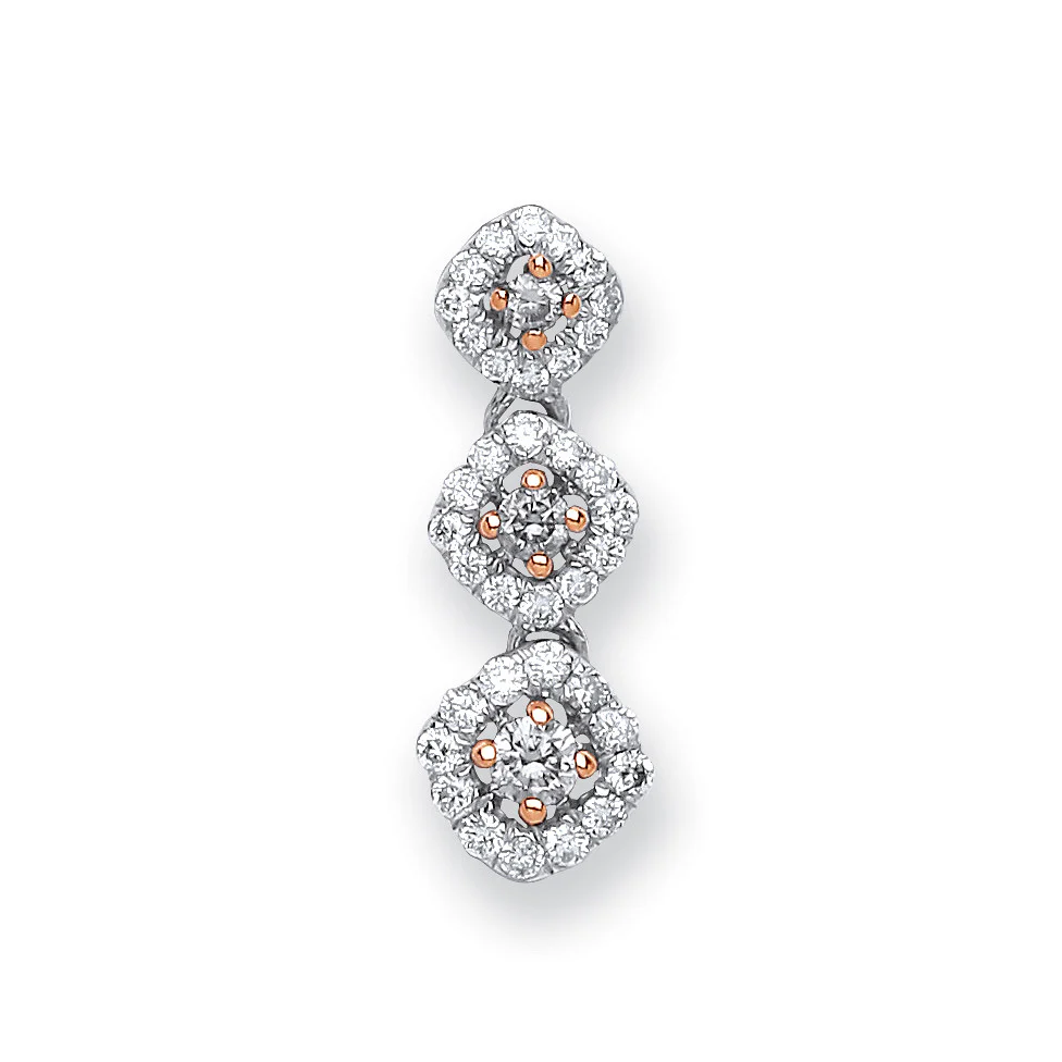 18ct White Gold 0.23ct White and Chocolate Diamond Pendant - 18ct Gold