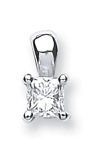 18ct White Gold 0.25ct H/VS Princess Cut Diamond Pendant - 18ct Gold - Image 2