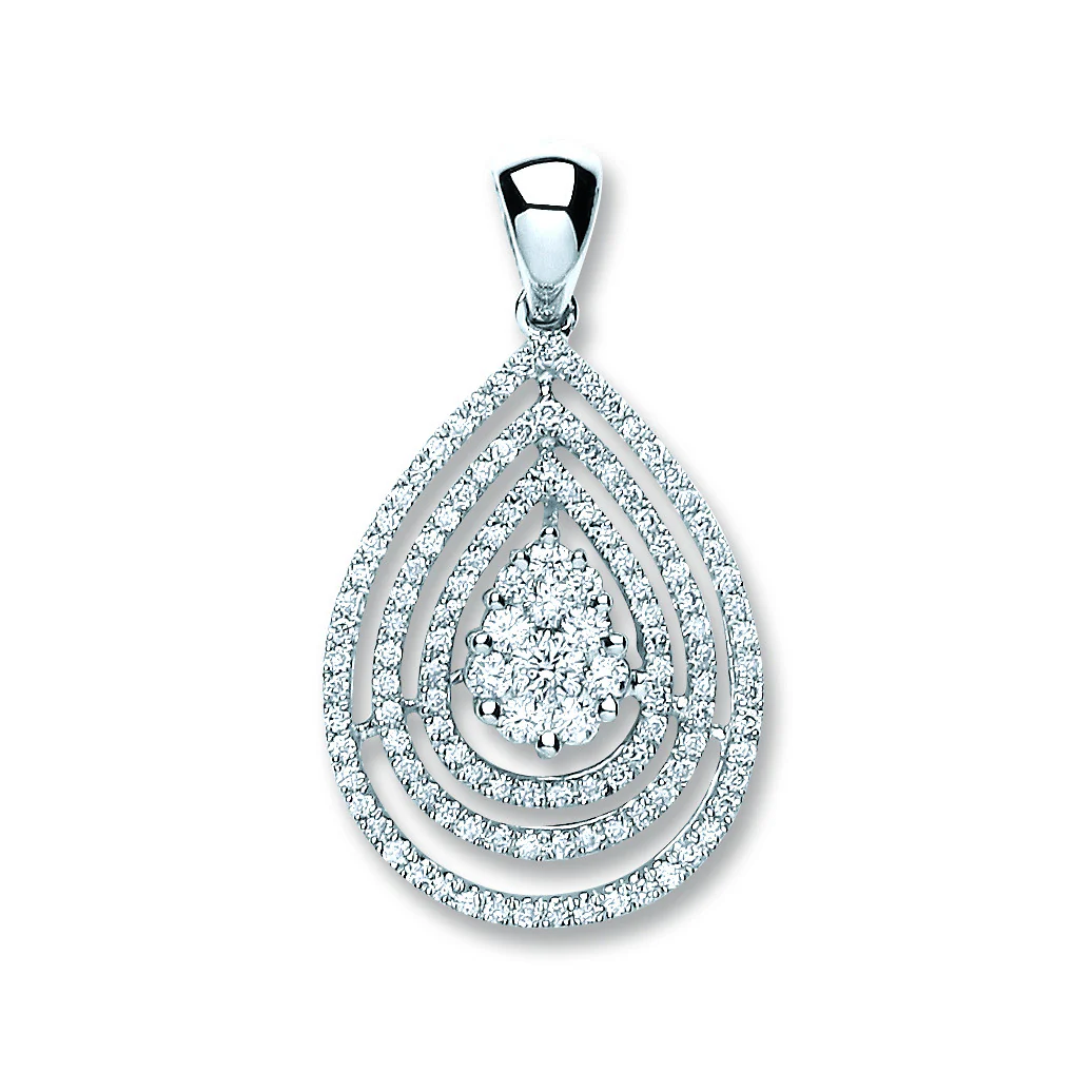 18ct White Gold 0.60ct Diamond Drop Pendant - 18ct Gold - Image 2