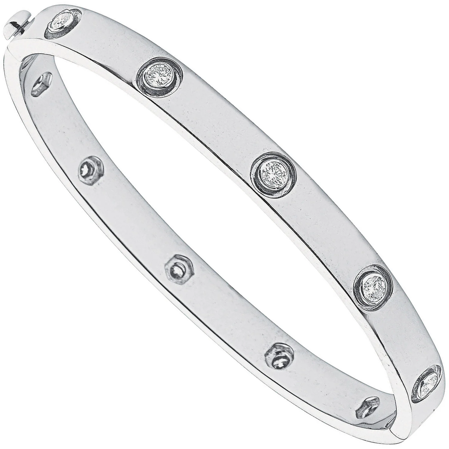 18ct White Gold 1.00ct Diamond Bangle - 18ct Gold