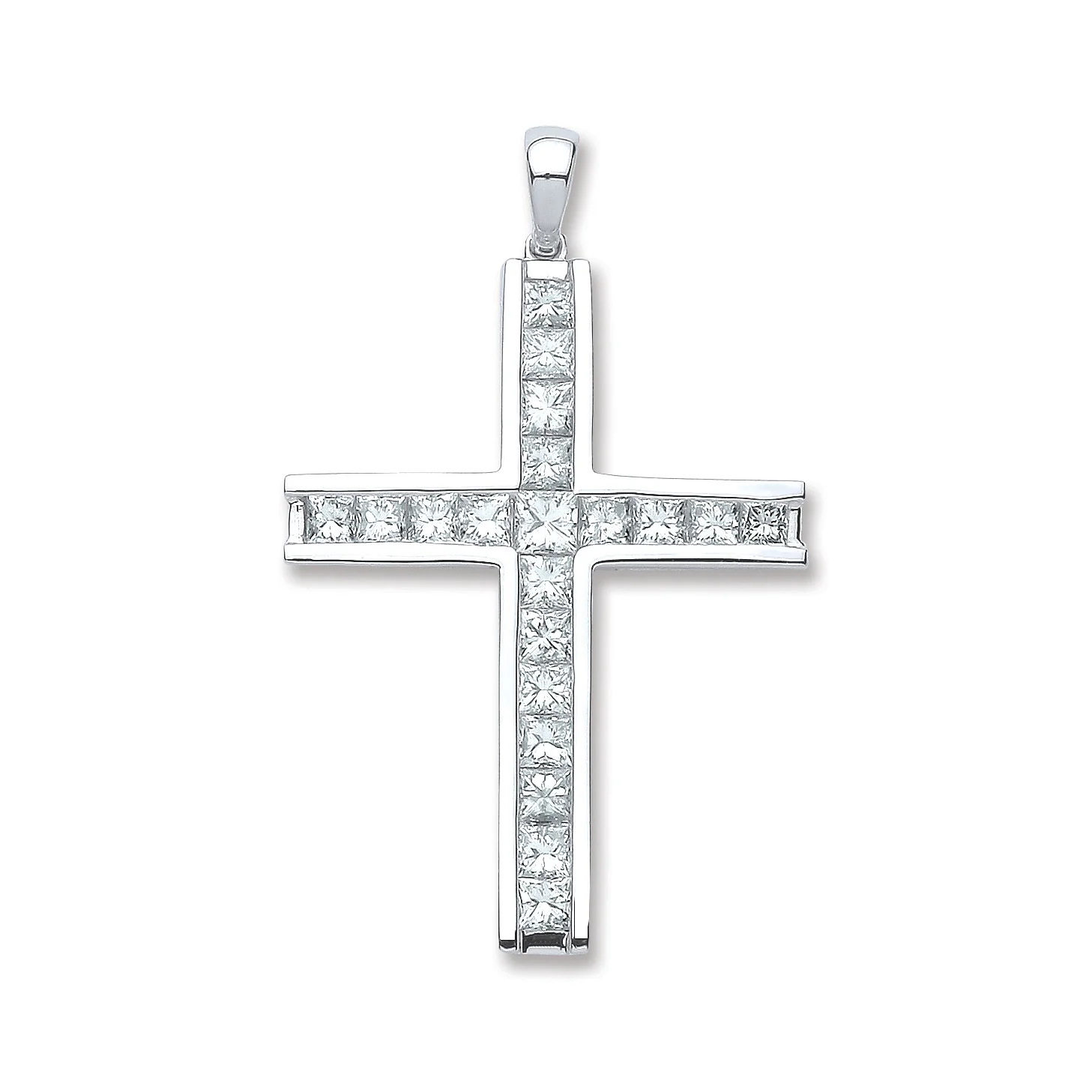 18ct White Gold 1.17ct Princess Cut Diamond Cross - 18ct Gold