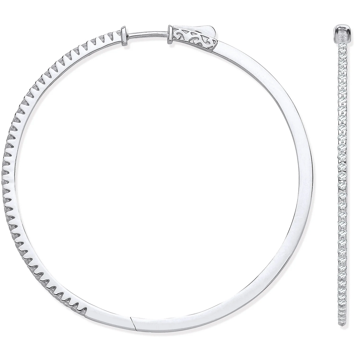 18ct White Gold 1.20ctw Claw Set Hoop Earrings - 18ct Gold