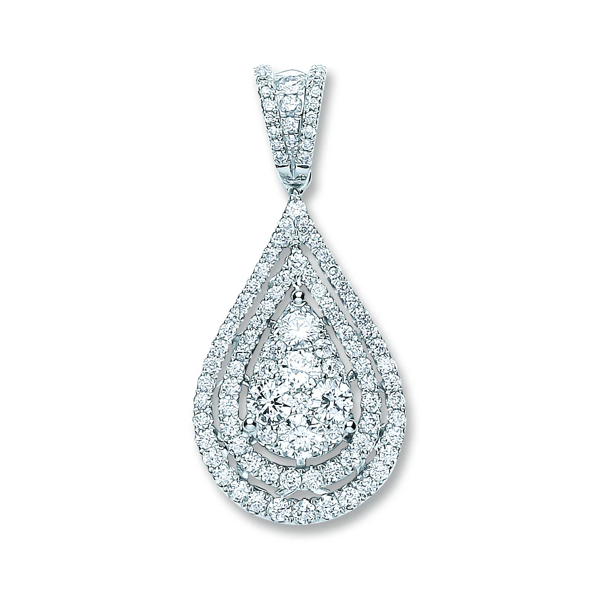 18ct White Gold 1.30ct Diamond Drop Pendant - 18ct Gold