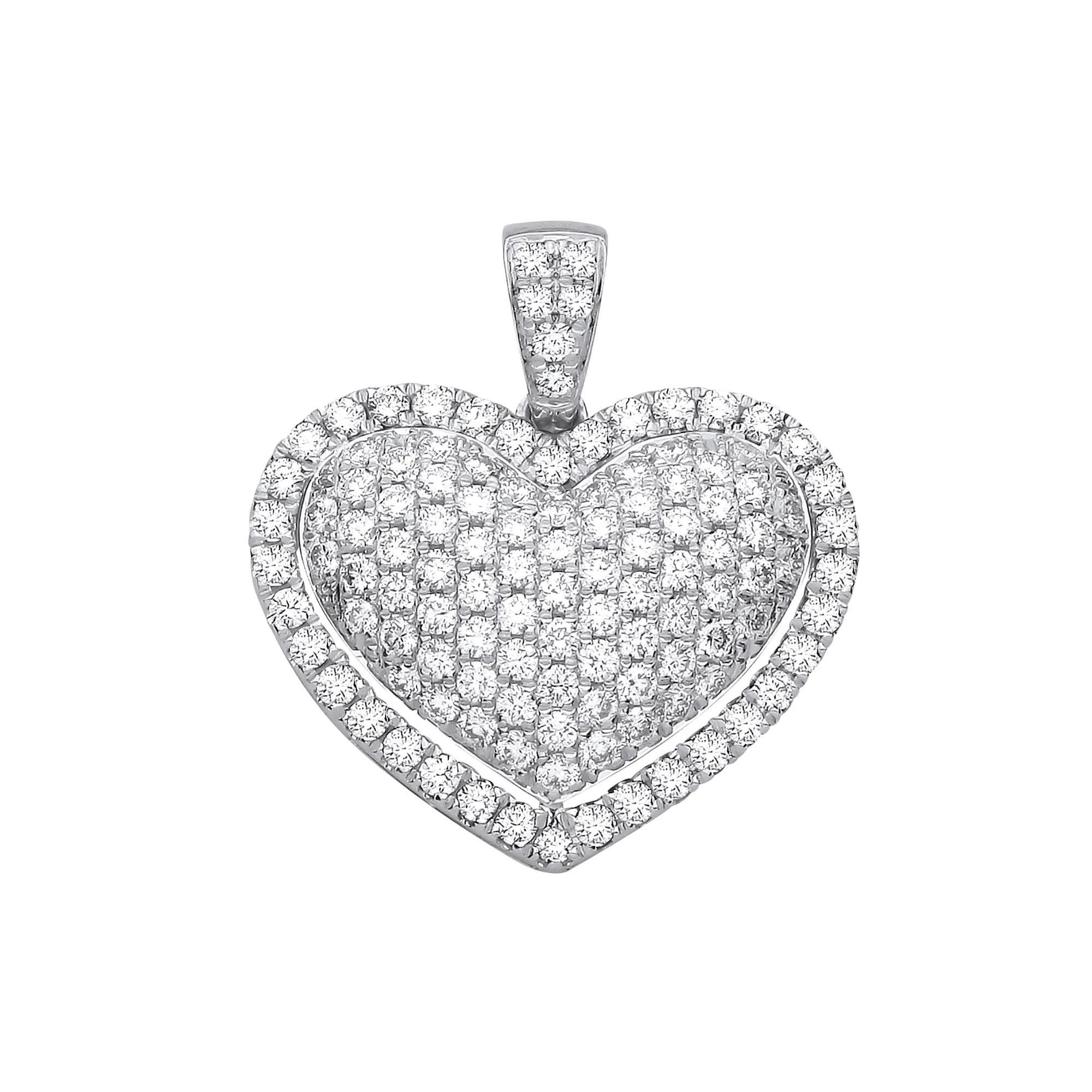 18ct White Gold 2.00ctw Heart Pendant - 18ct Gold