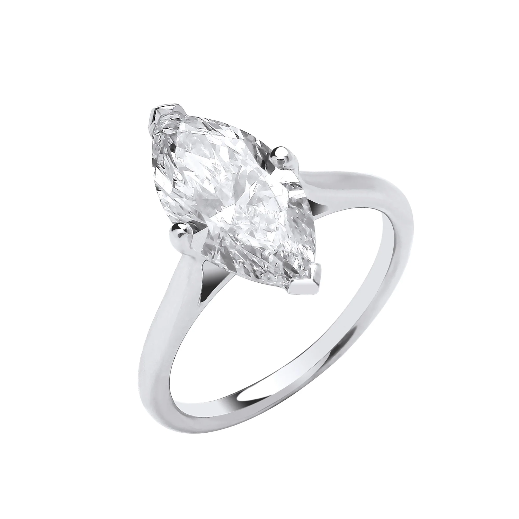 18ct White Gold 3.00ctw Marquise Cut LAB GROWN Diamond Ring IGI Cert - 18ct Gold