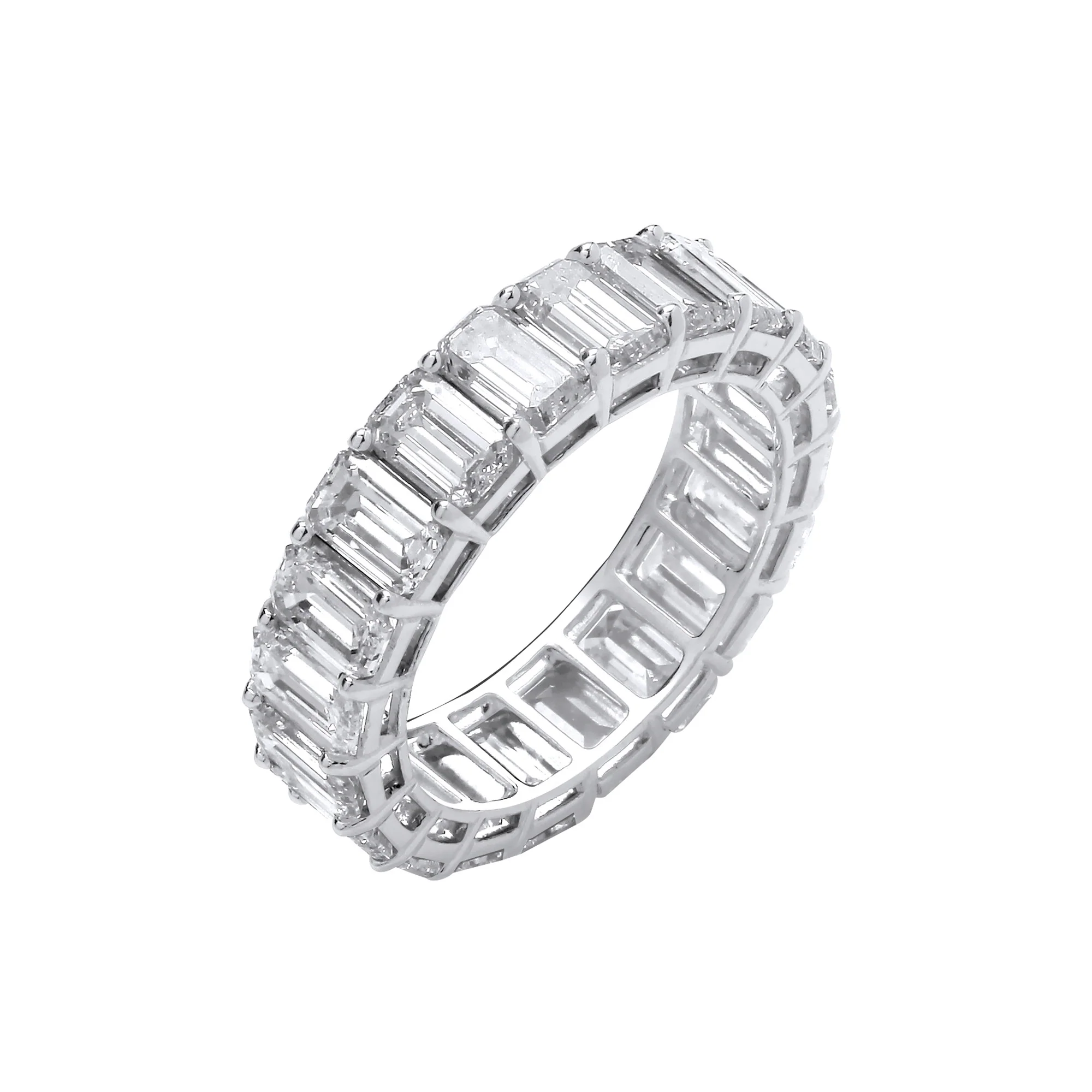 18ct White Gold 6.00ctw Emerald Cut Lab Grown Diamond Eternity Ring IGI Certified - 18ct Gold - Image 3