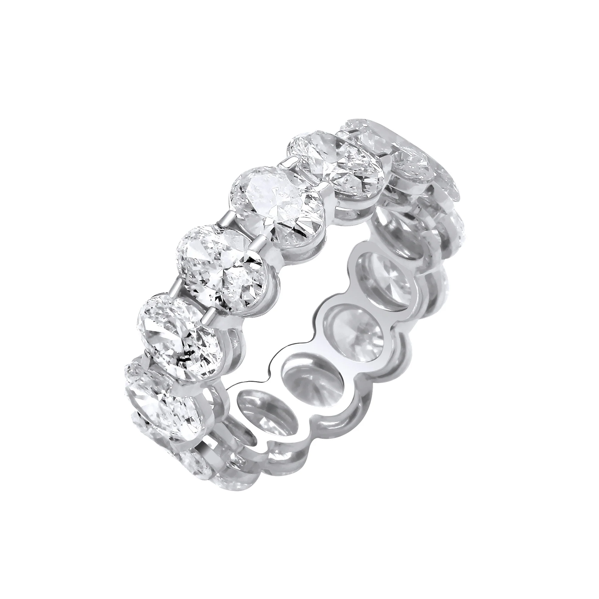 18ct White Gold 7.00ctw Oval Cut Lab Grown Diamond Eternity Ring IGI Certified - 18ct Gold