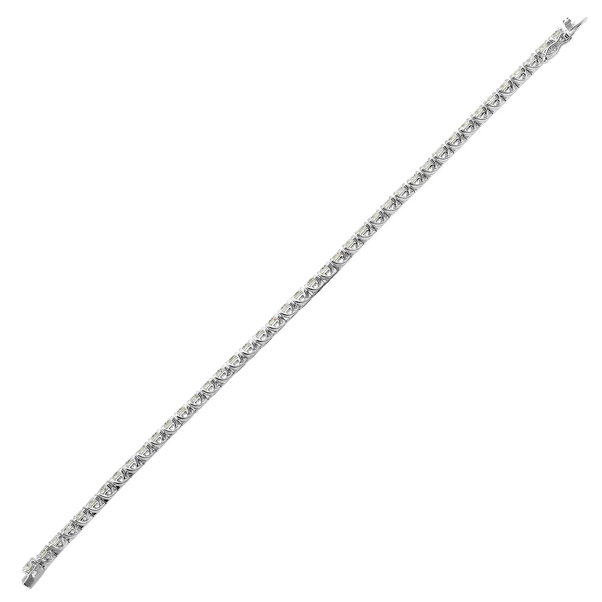 18ct White Gold 8.00ct Claw Set Natural Diamond Line Bracelet - H Si3 - Image 2