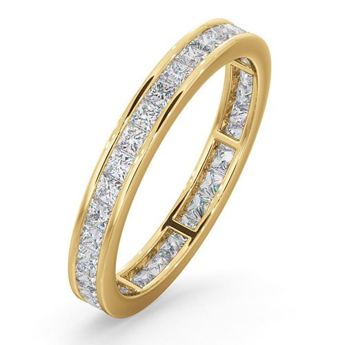 18ct White Gold Channel Set Princess Cut Full Eternity Ring Natural Diamond 1.50ct H SI