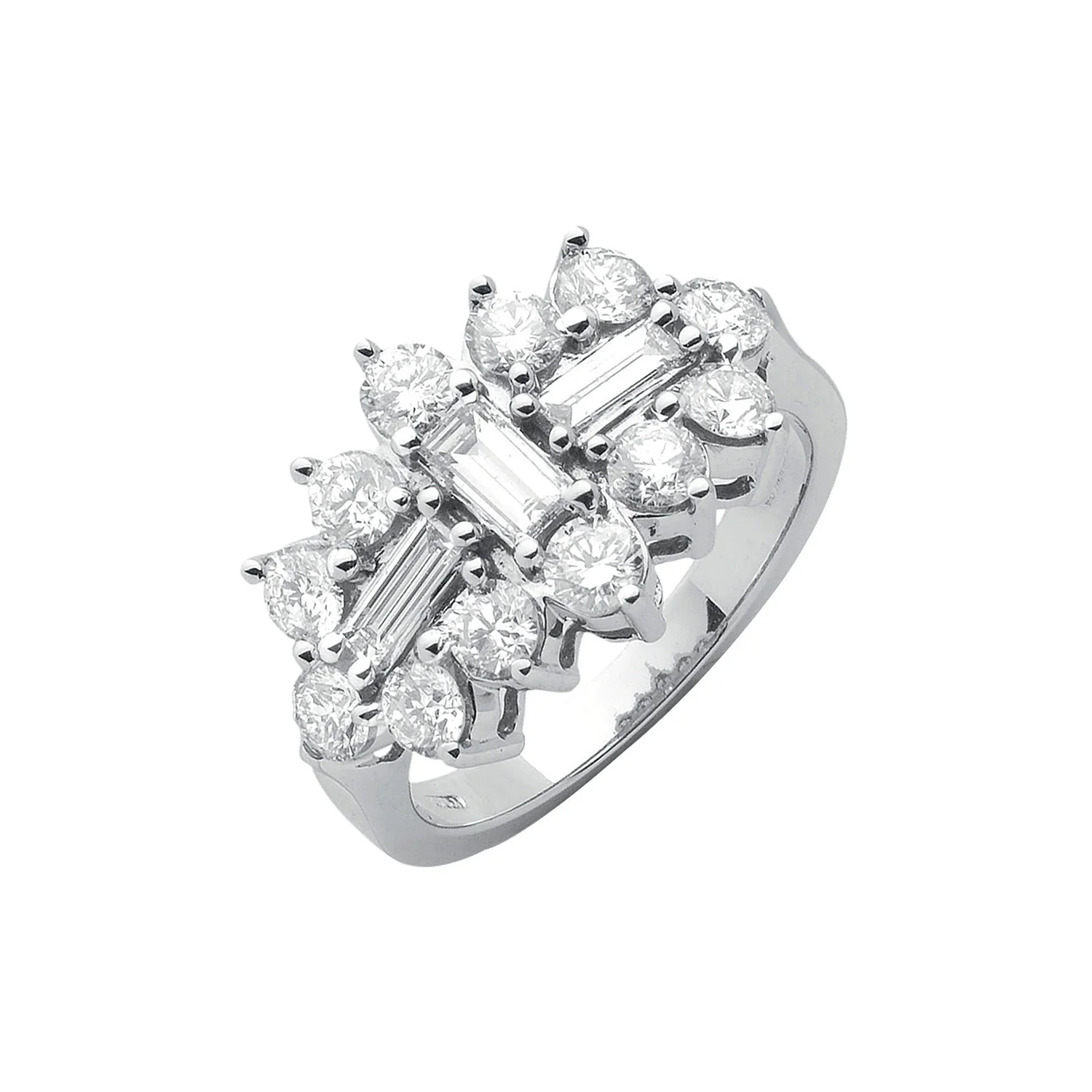 18ct White Gold D.2.00ctw Diamond Boat/Cluster Ring - 18ct Gold