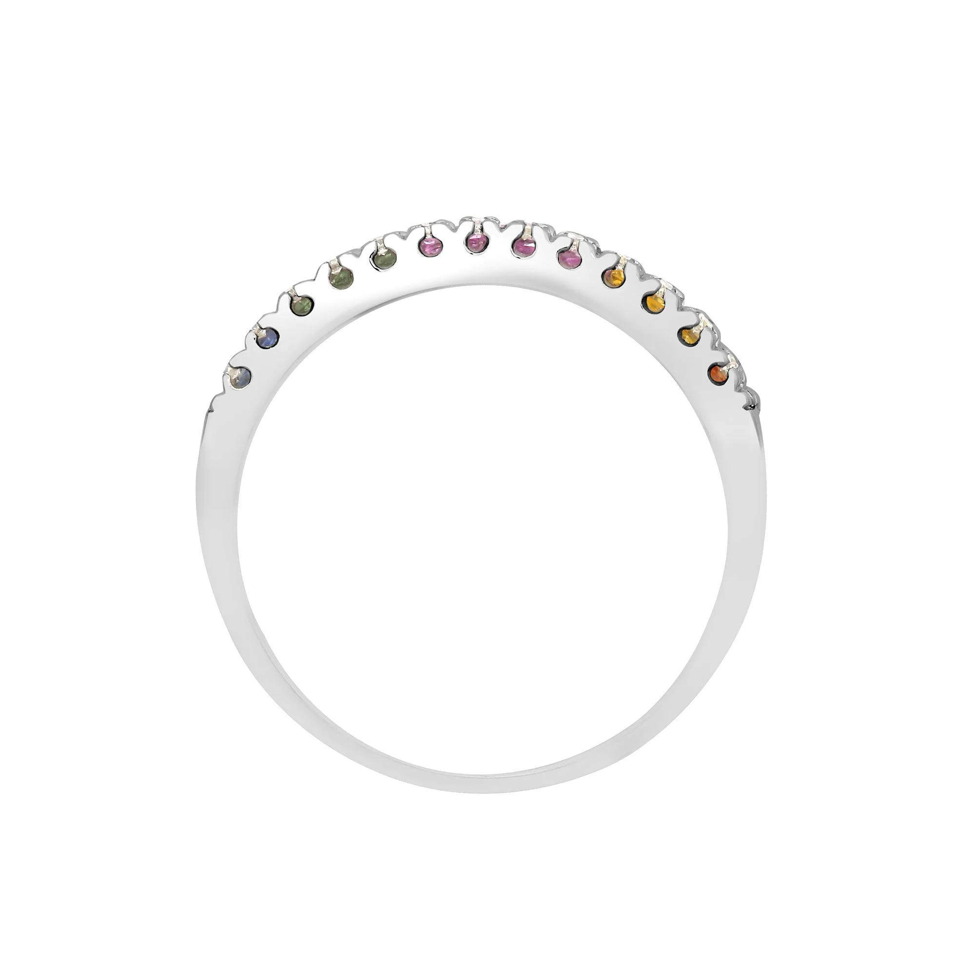 18ct White Gold Natural Diamond And Multi Coloured Sapphires Ring - Image 2