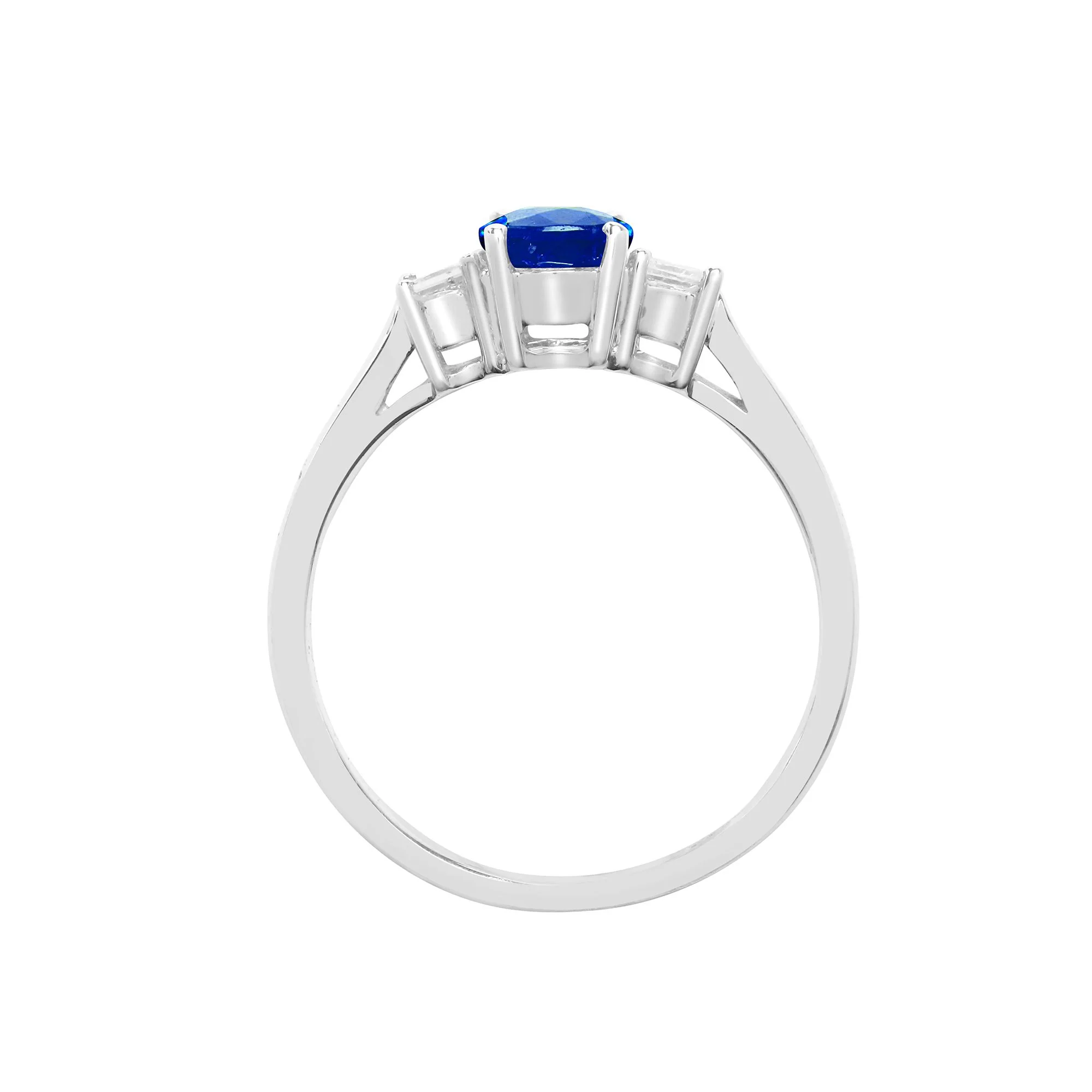 18ct White Gold Natural Diamond And Sapphire And 3 Stone Ring - Image 2