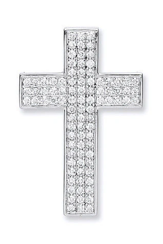 18ct White Gold Pave Set 0.80ct Diamond Cross - 18ct Gold