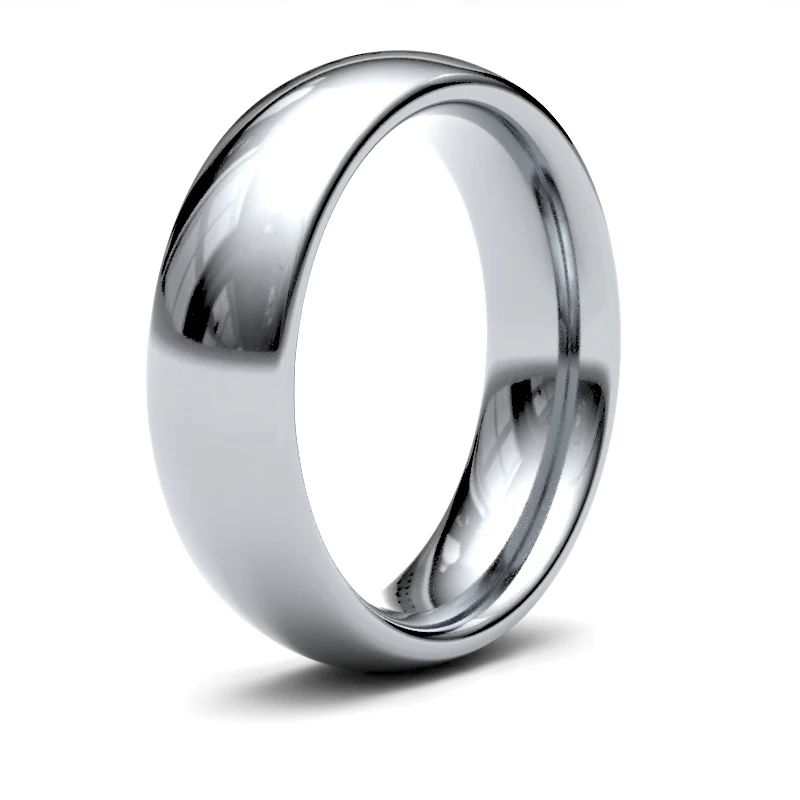 18ct White Gold Premium Weight Court Profile Mirror Finish Wedding Ring