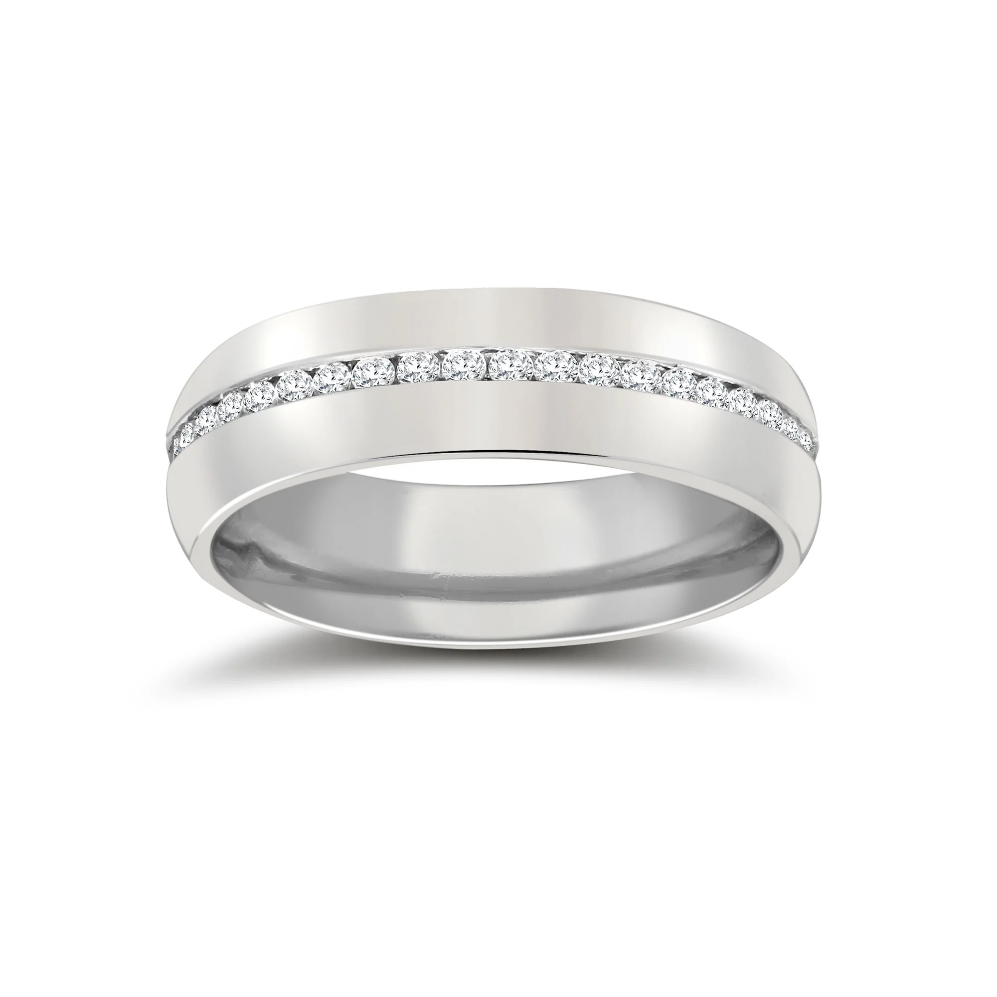 18ct White Gold RBC Court Natural Diamond Wedding Band Fully Set - 5mm - 50pts
