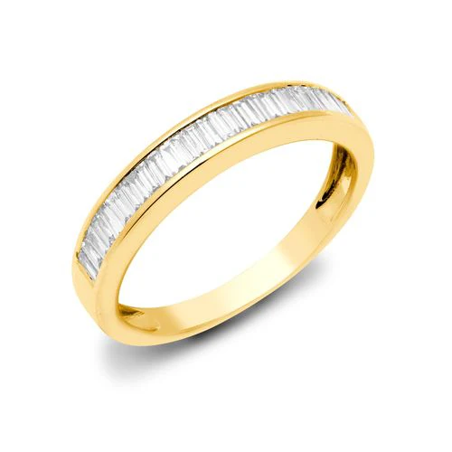 18ct Yellow 0.50ct Natural Diamond Baguette 1\2 Eternity Ring
