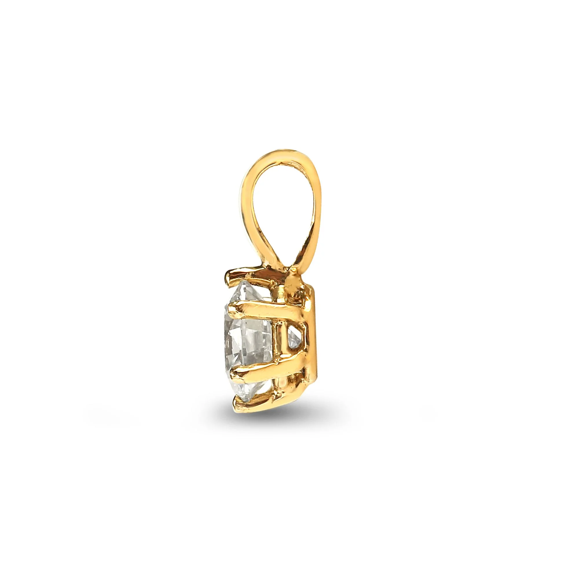 18ct Yellow Gold 15pts 6 Claw Natural Diamond Solitaire Pendant - Image 3