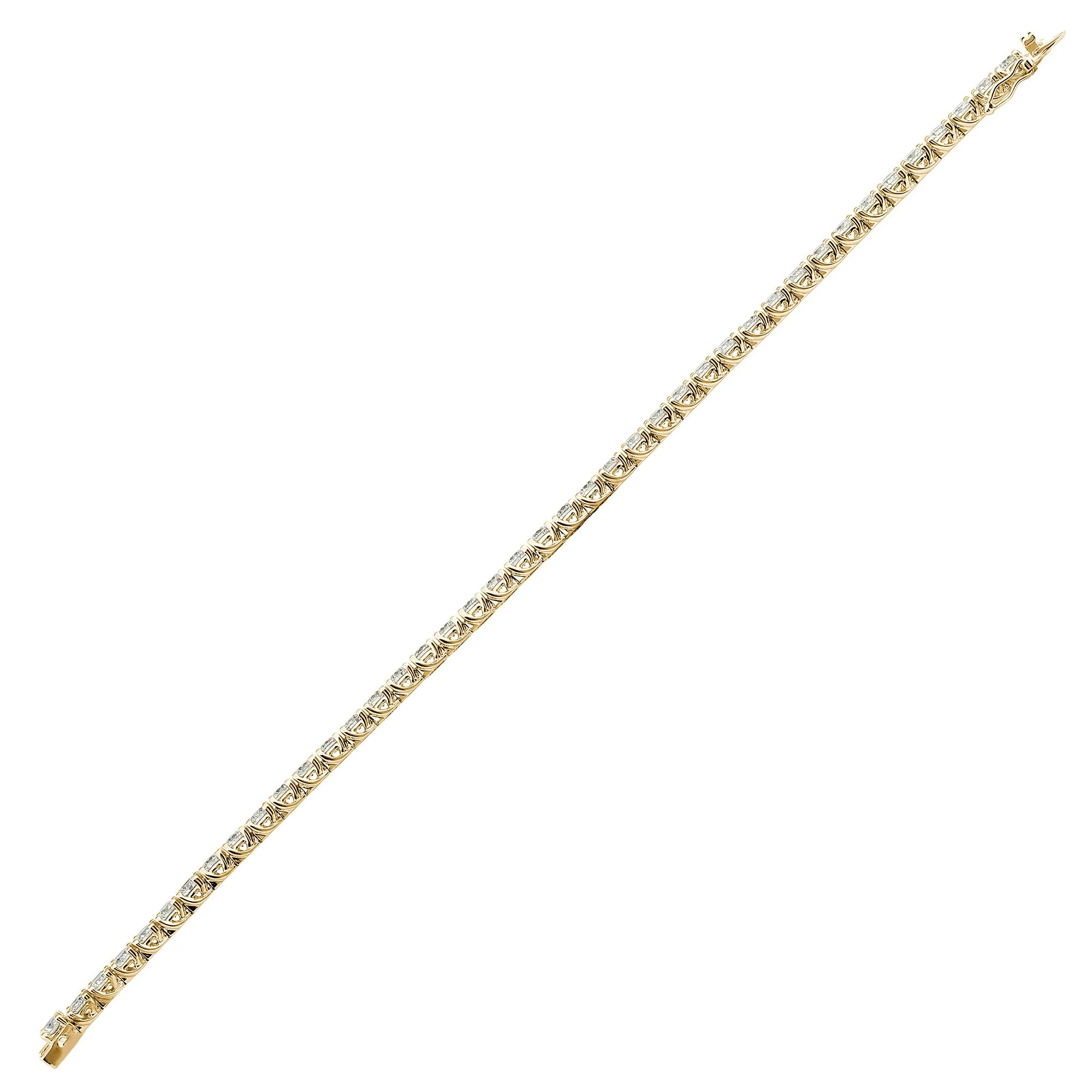 18ct Yellow Gold 3.00ct Claw Set Natural Diamond Line Bracelet - Image 2