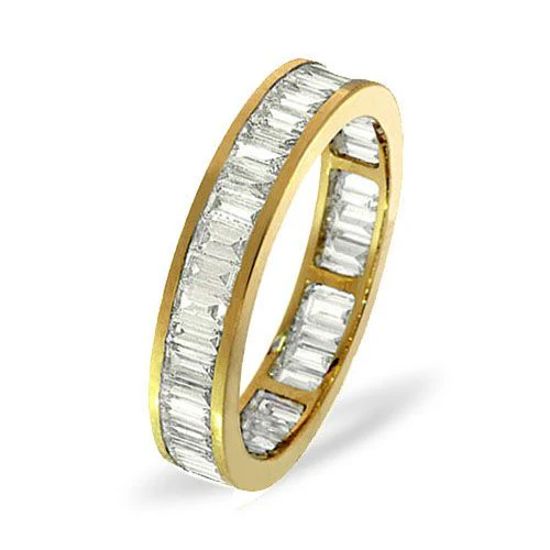 18ct Yellow Gold Channel Set Full Eternity Ring Baguette Natural Diamond 5.00ct H Si