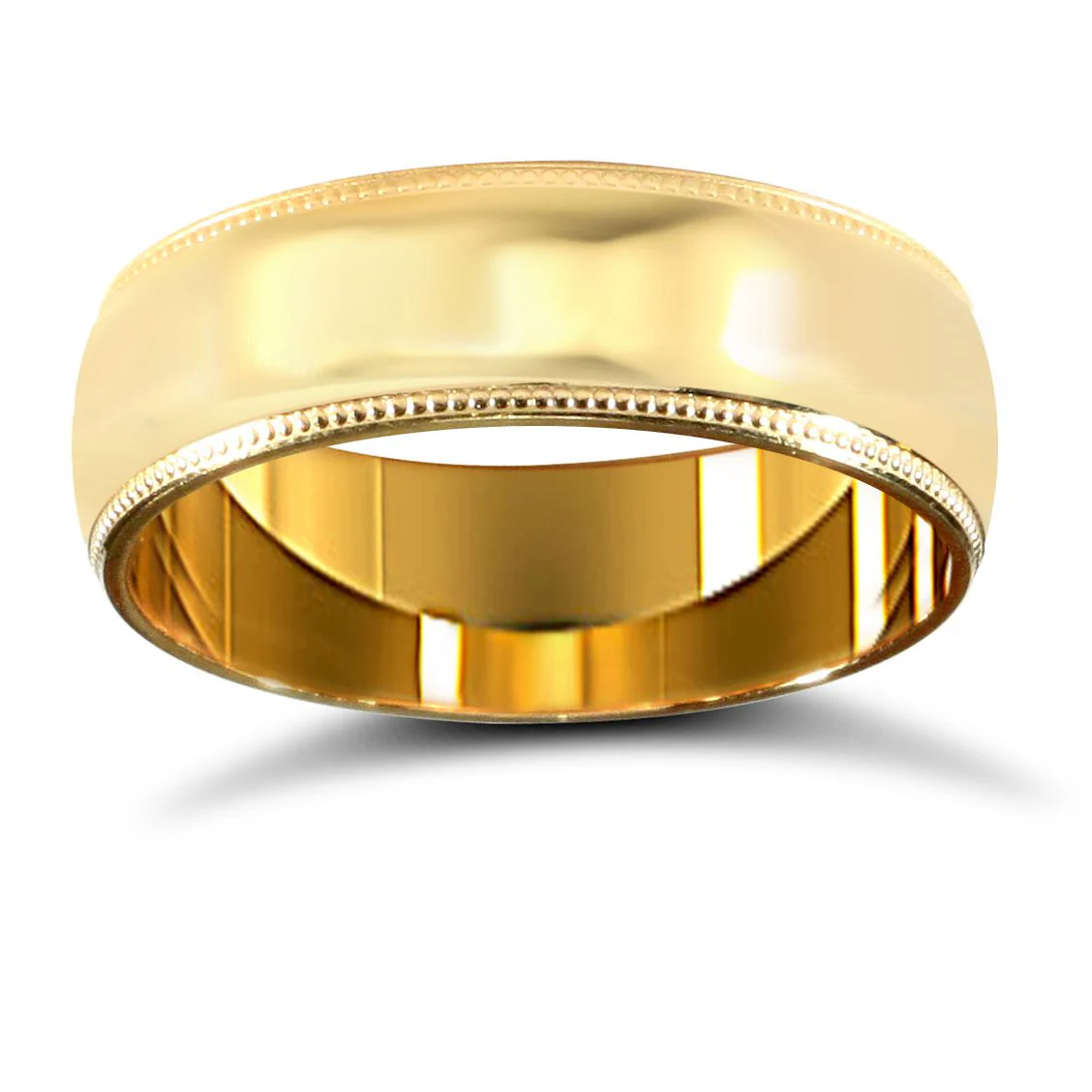 18ct Yellow Gold Premium Weight Court Profile Mill Grain Wedding Ring