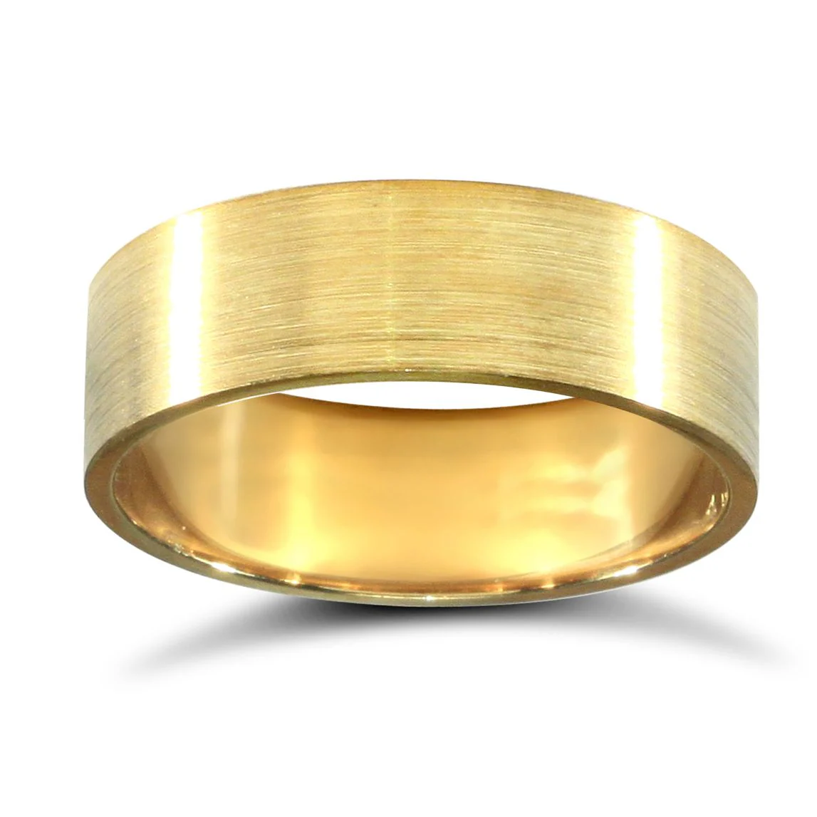 18ct Yellow Gold Premium Weight Flat Court Profile Satin Wedding Ring