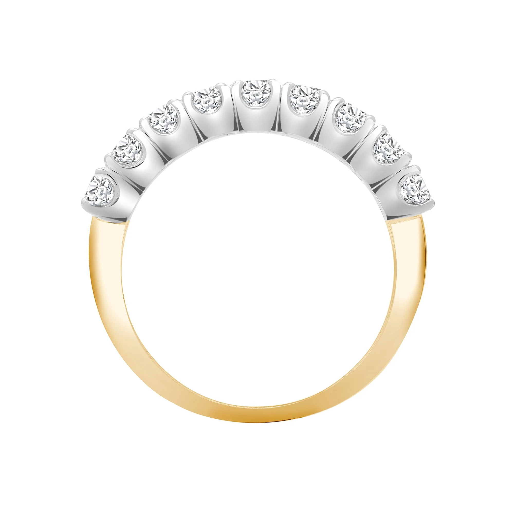 18ct Yellow/White 1.00ct 9 stone Claw Set 1/2 ET Ring - Image 2