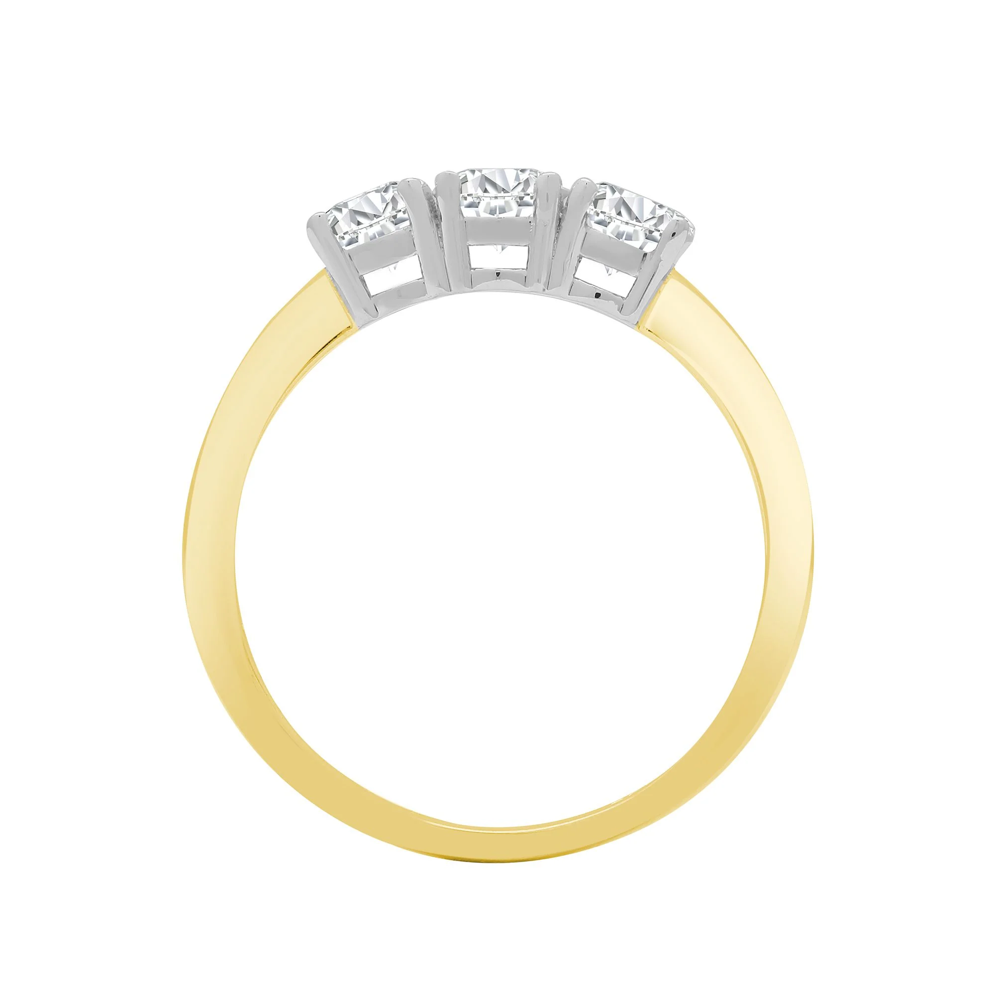 18ct Yellow/White 1.00ct Natural Diamond Claw Set Trilogy Ring - Image 2