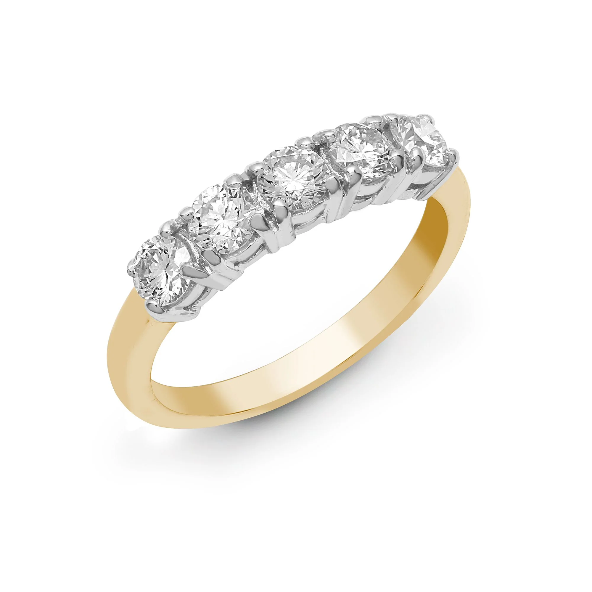 18ct Yellow/White 1.25ct Natural Diamond 5 stone Ring