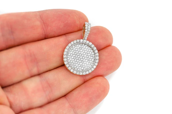 2.00ct Diamond Circle Medallion Pendant 18K Solid Gold - Image 6