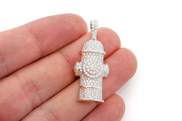 2.00ct Diamond Fire Hydrant Water Pendant 18K Solid Gold - Image 6