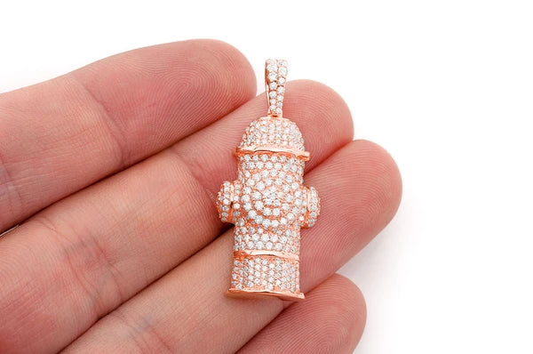 2.00ct Diamond Fire Hydrant Water Pendant 18K Solid Gold - Image 9