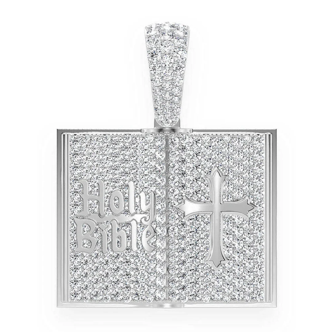 2.00ct Diamond Open Bible Book Pendant 18K Solid Gold - Image 3