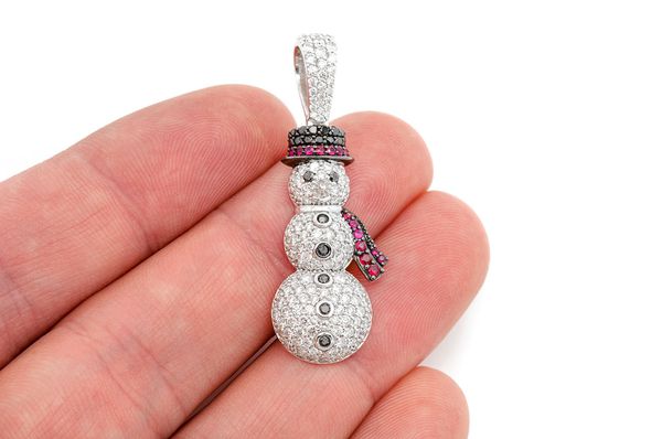 2.00ct Diamond Snowman Ruby Pendant 18K Solid Gold - Image 3