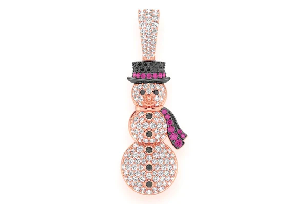 2.00ct Diamond Snowman Ruby Pendant 18K Solid Gold - Image 7