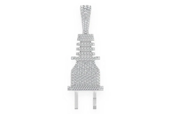 2.15ct Diamond Electric Plug Pendant 18K Solid Gold - Image 4