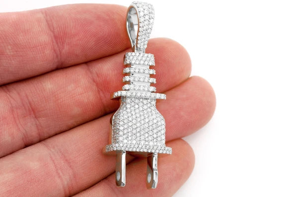 2.15ct Diamond Electric Plug Pendant 18K Solid Gold - Image 6