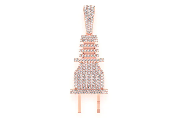 2.15ct Diamond Electric Plug Pendant 18K Solid Gold - Image 7