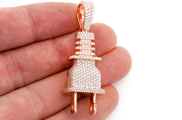 2.15ct Diamond Electric Plug Pendant 18K Solid Gold - Image 9