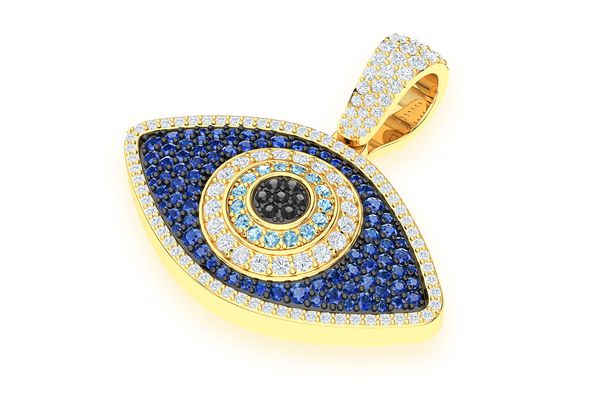 2.20ct Diamond Evil Eye Pendant 18K Solid Gold - Image 2