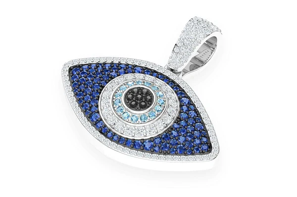 2.20ct Diamond Evil Eye Pendant 18K Solid Gold - Image 5