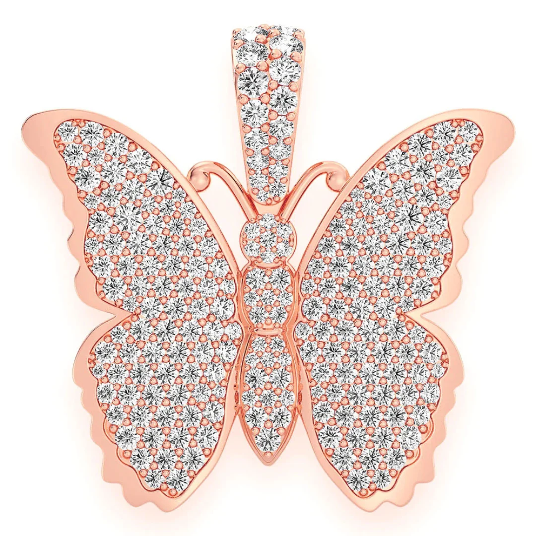 2.25ct Diamond Butterfly Pendant 18K Solid Gold - Image 5