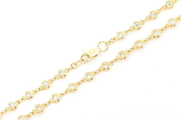 2.25ct Diamond Eternity Round Bezel Set Necklace 18K Solid Gold - Image 2