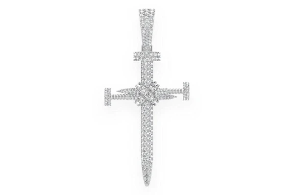 2.25ct Diamond Nail Cross Pendant 18K Solid Gold - Image 4