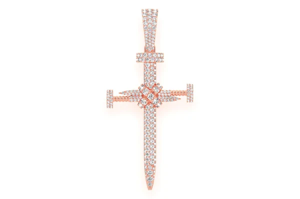 2.25ct Diamond Nail Cross Pendant 18K Solid Gold - Image 7