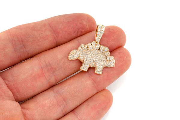2.35ct Diamond Dinosaur Pendant 18K Solid Gold - Image 3