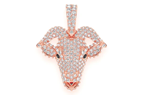 2.50ct Diamond Goat Head Pendant 18K Solid Gold - Image 7