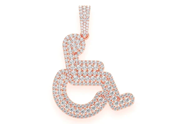 2.60ct Diamond Wheelchair Double Layer Pendant 18K Solid Gold - Image 4